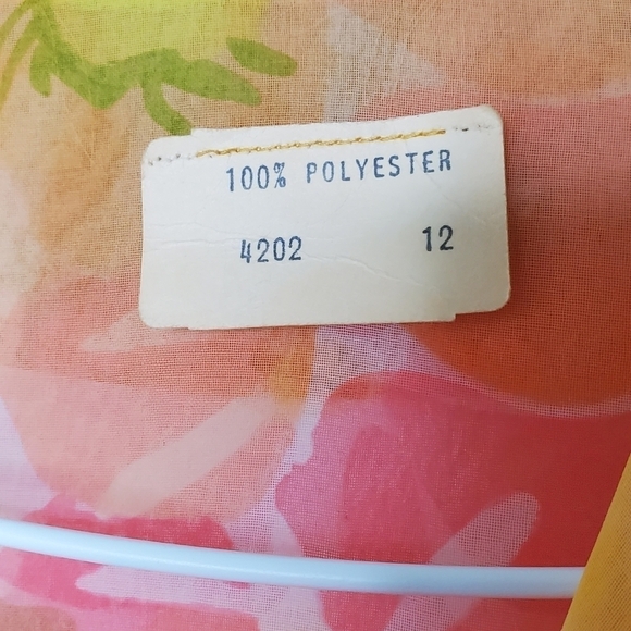 Vintage 1970s Jack Bryan Sleeveless Maxi Dress & Jacket Yellow Coral Green sz 12 - Picture 14 of 15